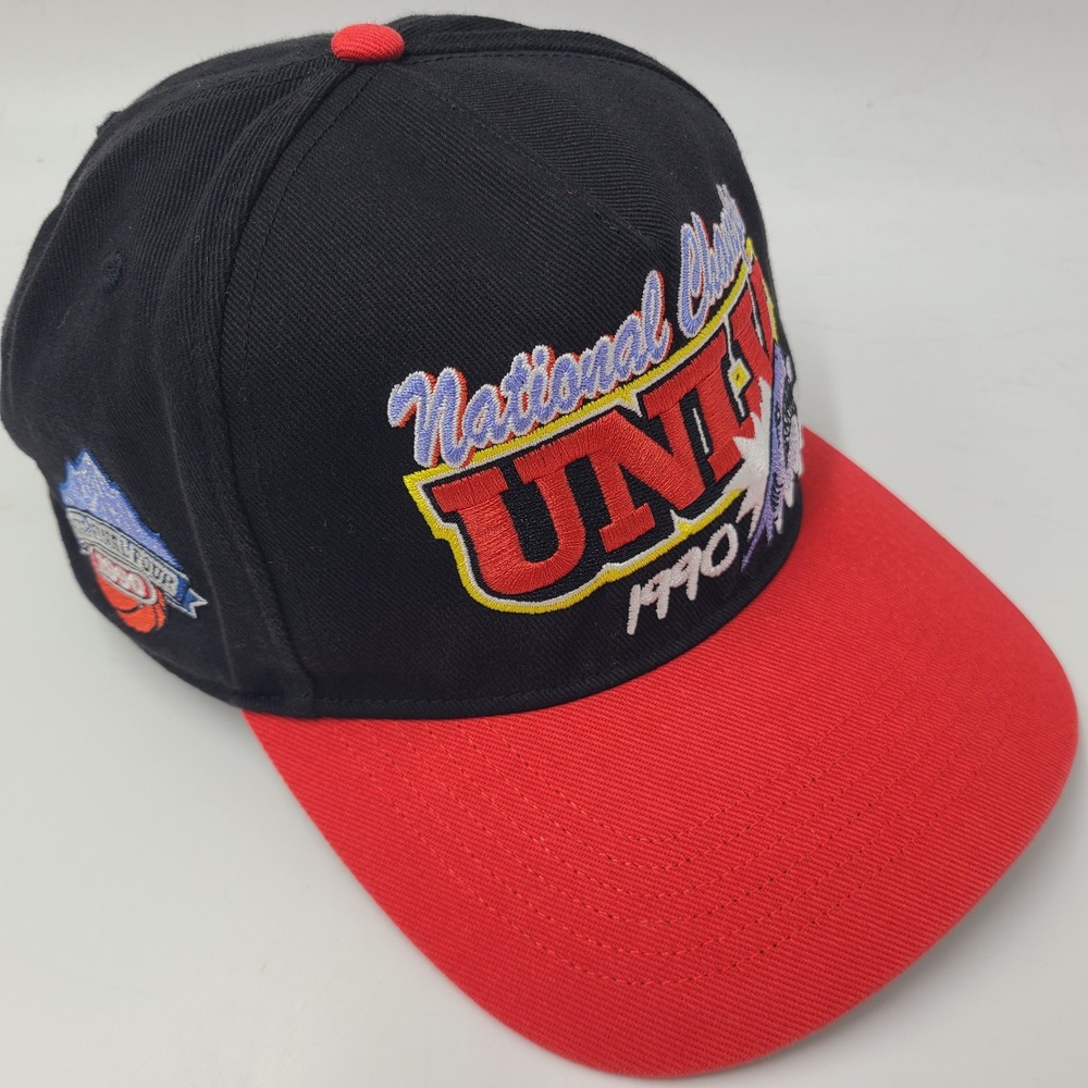 UNLV Runnin Rebels Hat Snapback 47 Brand Hitch Black Red National Champions 1990